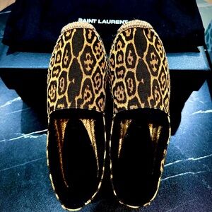 Saint Laurent Animal Print Espadrilles in Black and Brown